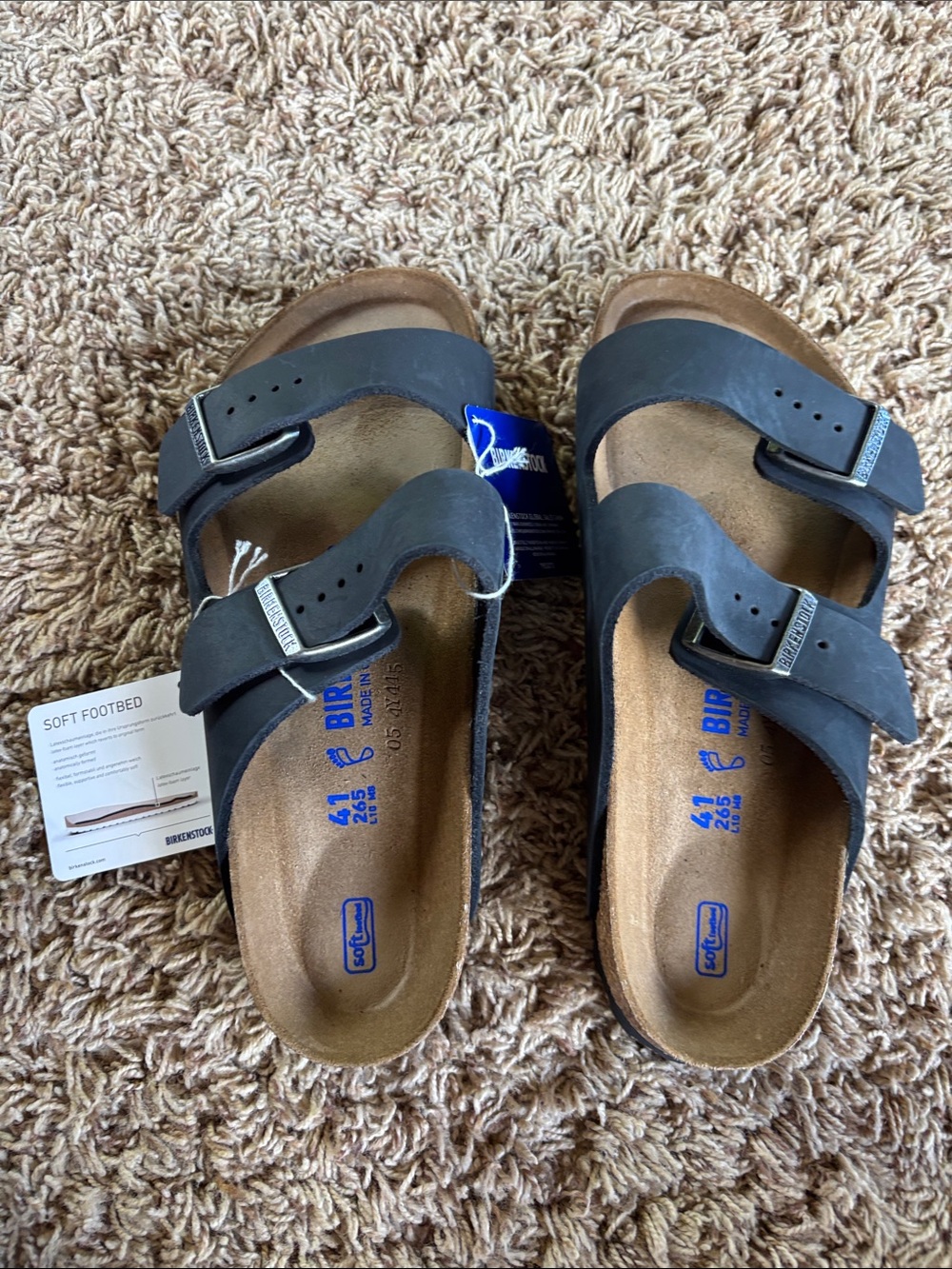 Birkenstock Arizona BS Black Leather Two-Strap Sandals Size 41 EU - Picture 9 of 10